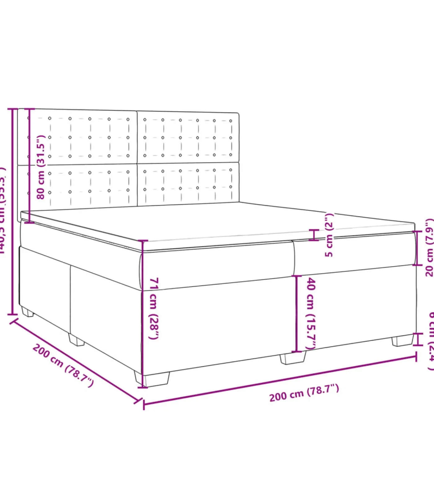 Discount Boxspring met matras stof crèmekleurig 200x200 cm Bedden