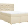 Online Boxspring met matras stof crèmekleurig 160x200 cm Bedden