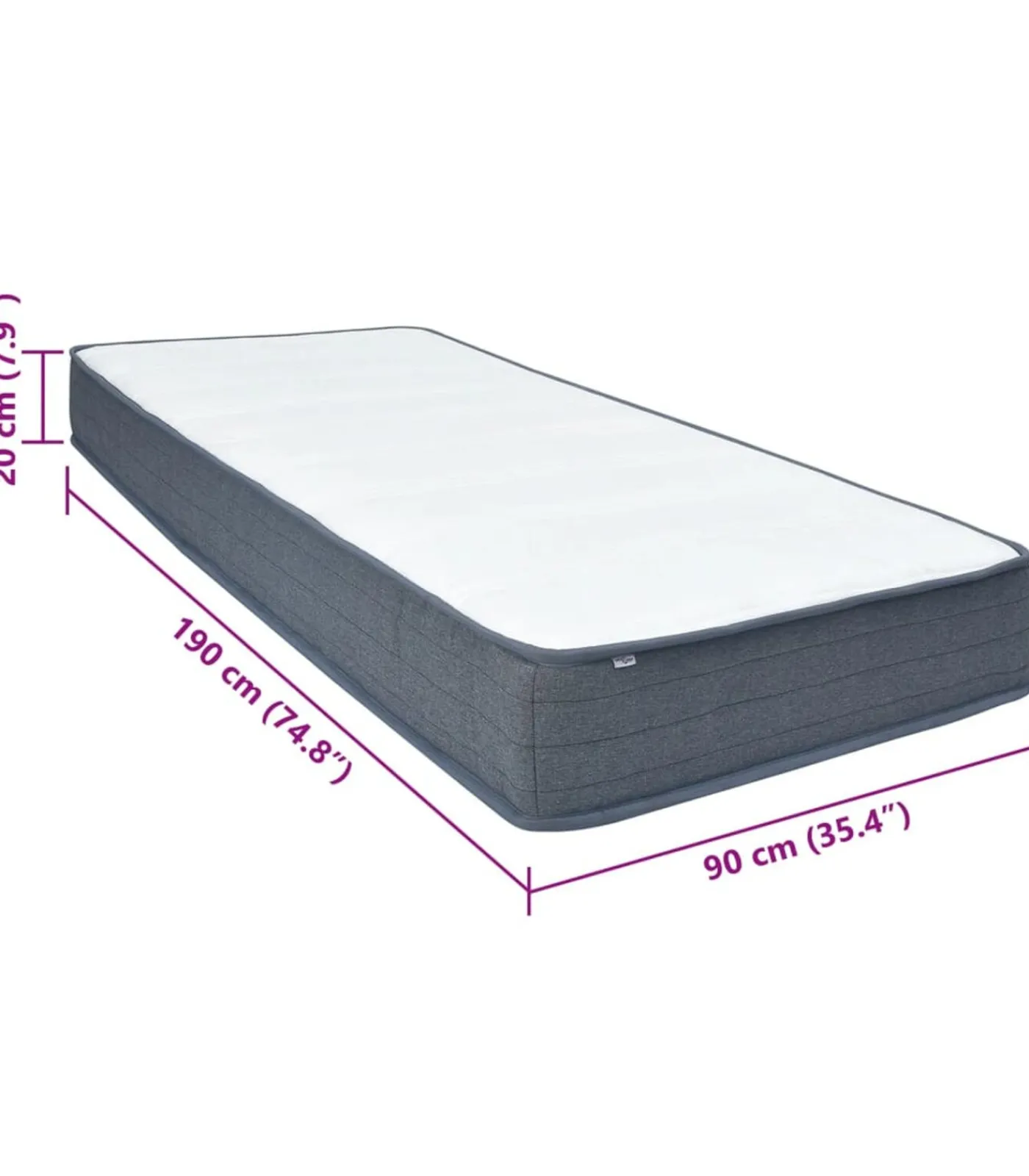 New Boxspringmatras 190x90x20 cm medium zacht stof Matrasbeschermer