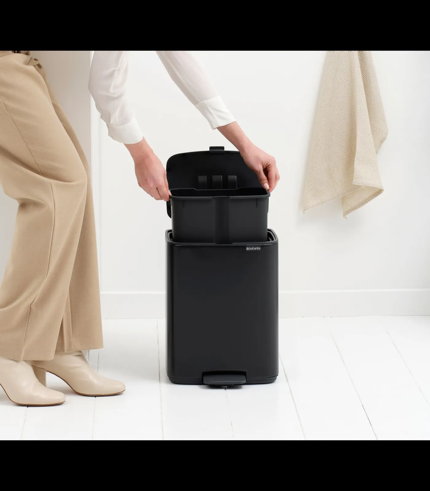 Sale Bo Pedaalemmer, 12 liter, stil sluitend, kunststof binnenemmer - Matt Manden En Bakken