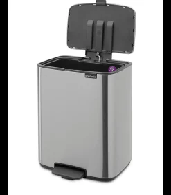 Discount Bo Pedaalemmer, 12 liter, stil sluitend, kunststof binnenemmer - Matt Steel Fingerprint Proof Manden En Bakken