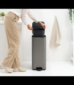 Best Bo Pedaalemmer, 30 liter, stil sluitend, kunststof binnenemmer - Platinum Manden En Bakken