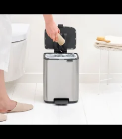 Bo Pedaalemmer, 7 liter, stil sluitend, kunststof binnenemmer - Matt Steel Fingerprint Proof Manden En Bakken