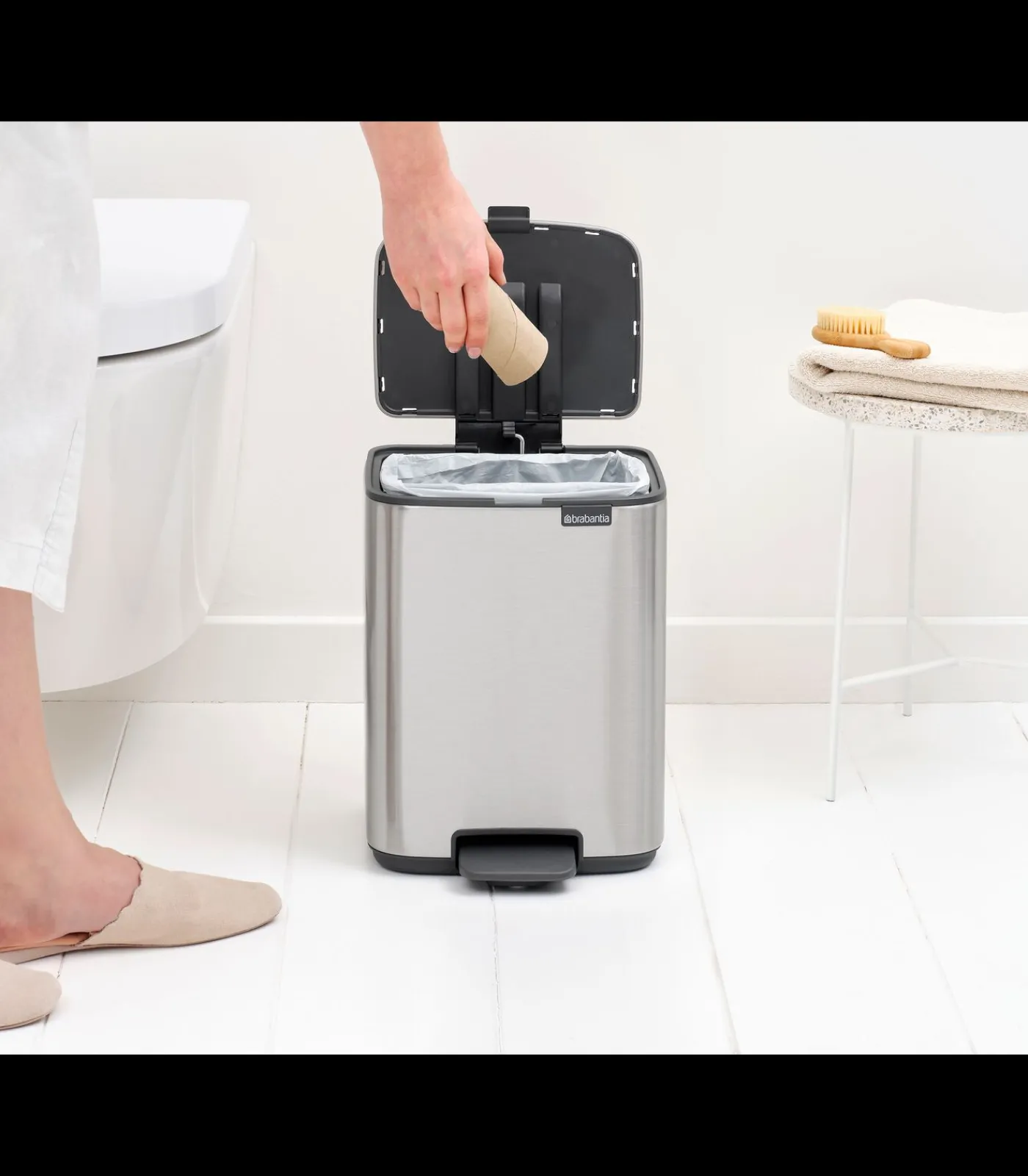 Bo Pedaalemmer, 7 liter, stil sluitend, kunststof binnenemmer - Matt Steel Fingerprint Proof Manden En Bakken