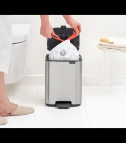 Bo Pedaalemmer, 7 liter, stil sluitend, kunststof binnenemmer - Matt Steel Fingerprint Proof Manden En Bakken