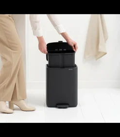 Discount Bo Pedaalemmer, 12 liter, stil sluitend, kunststof binnenemmer - Mineral Infinite Grey Manden En Bakken