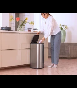 Hot Bo Touch Bin, 30 liter - Matt Steel Fingerprint Proof Manden En Bakken