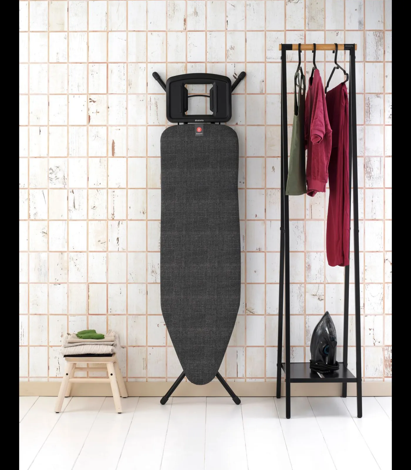 Sale Strijkplank B, 124x38 cm, solide strijkerhouder - Denim Black Wassen & Strijken