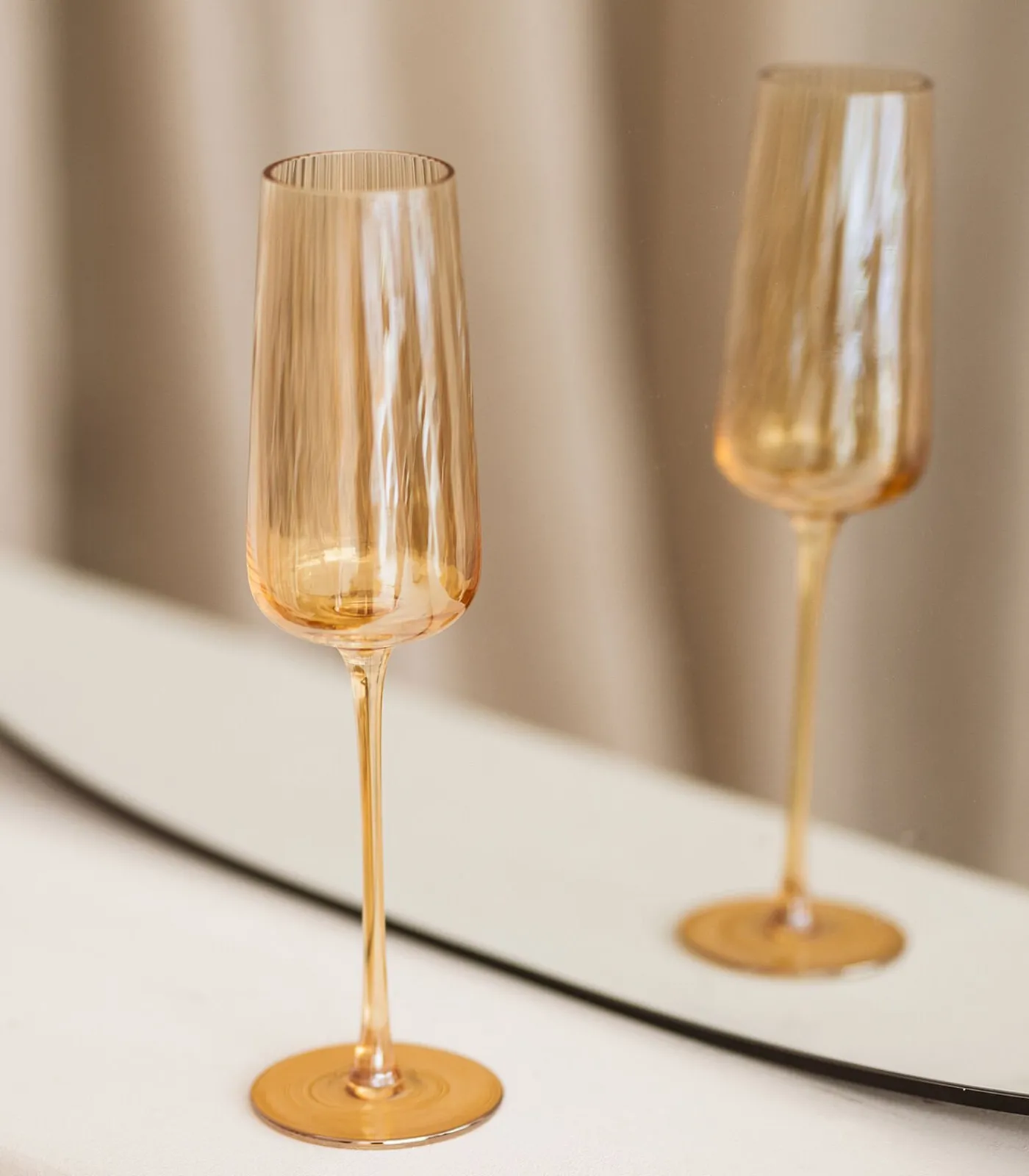 Discount Champagneglas 24cl amber Ray - set/4 Glazen & Karaffen