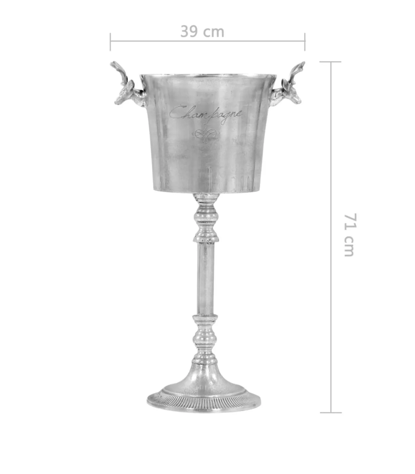 New Champagnekoeler 39x29x71 cm massief aluminium zilverkleurig Decoratie