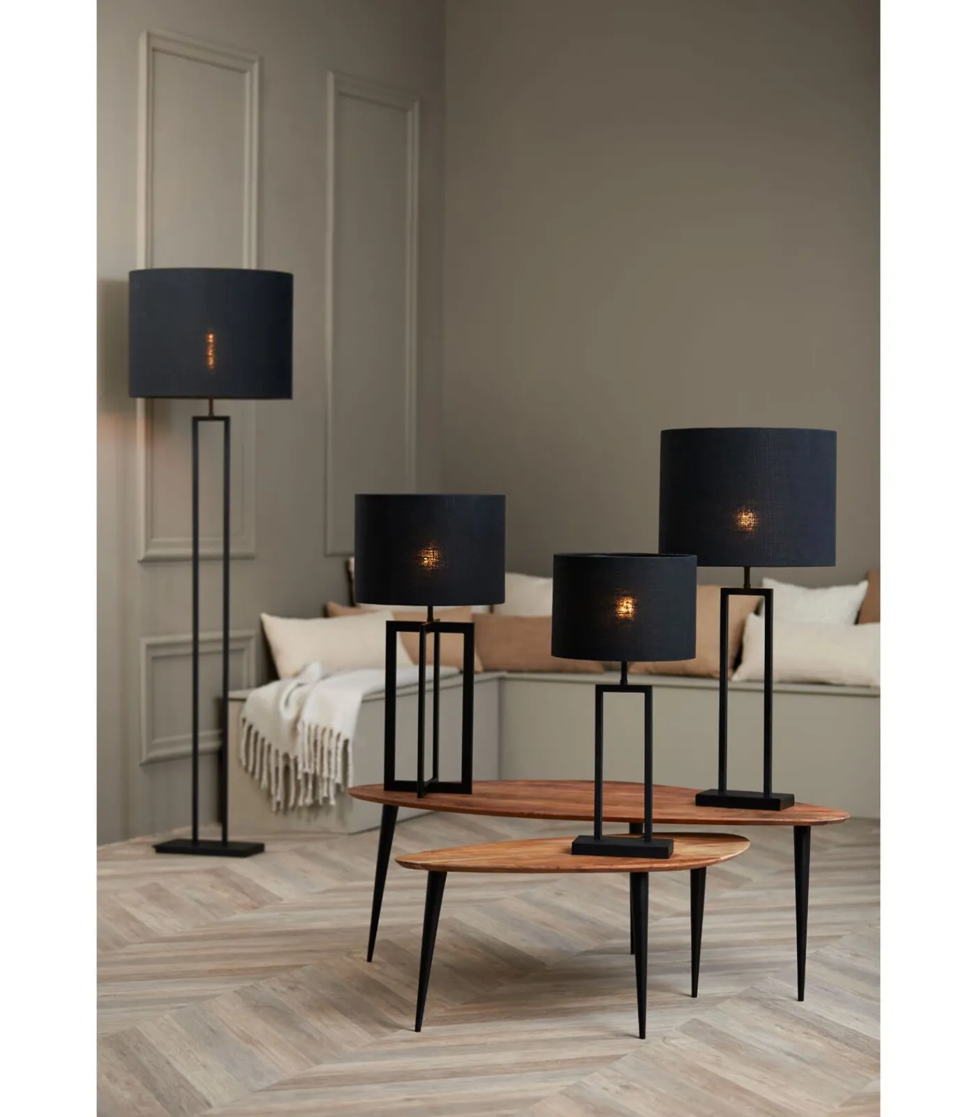 Clearance Cilinder Lampenkap Livigno - Zwart - Ø35x25cm Lampenkappen