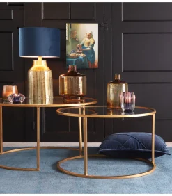 Outlet Cilinder Lampenkap Velours - Petrol Blue - Ø35x30cm Lampenkappen