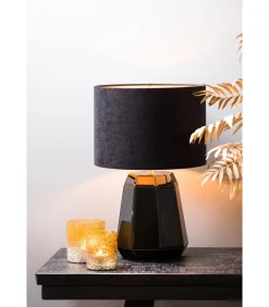 Outlet Cilinder Lampenkap Velours - Zwart - Ø30x21cm Lampenkappen