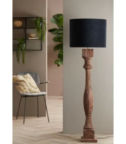 Clearance Cilinder lampenkap Velours - Zwart - Ø50x38cm Lampenkappen