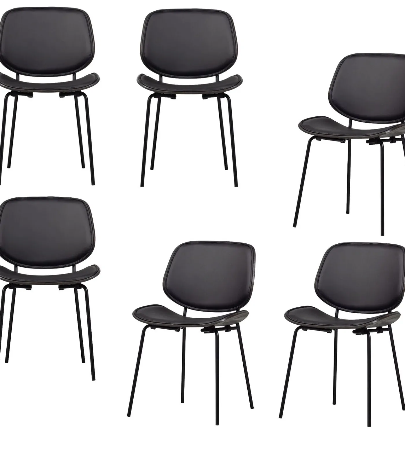 Online Classic Eetkamerstoelen - Hout - Zwart/Walnoot - Set van 6 Stoelen