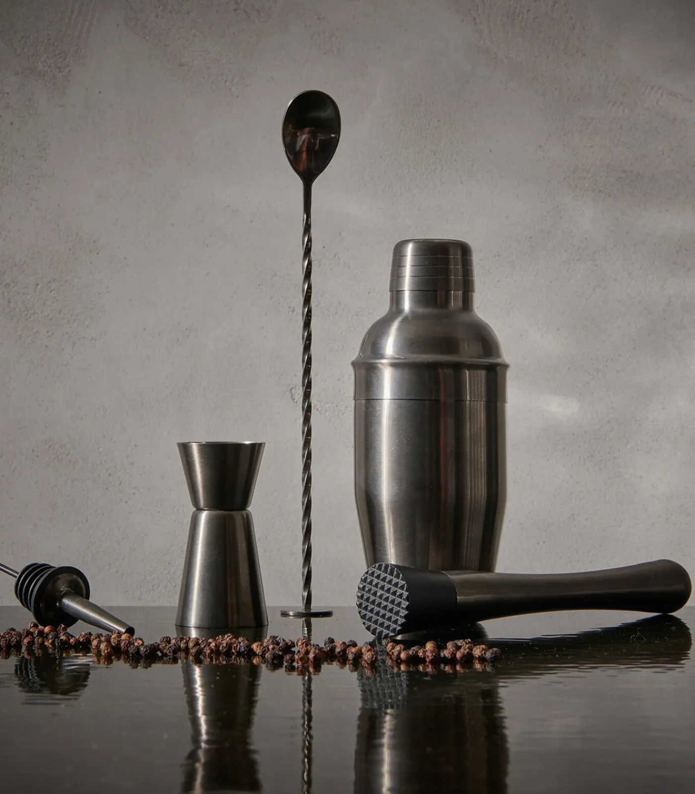 Clearance Cocktailset 7-delig zwart Bar Glazen & Karaffen