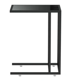 Outlet Computer bijzettafel 50x35x65 cm gehard glas zwart Tafels