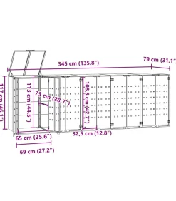 Hot Containerberging 5 containers 345x79x117 cm staal antraciet Manden En Bakken