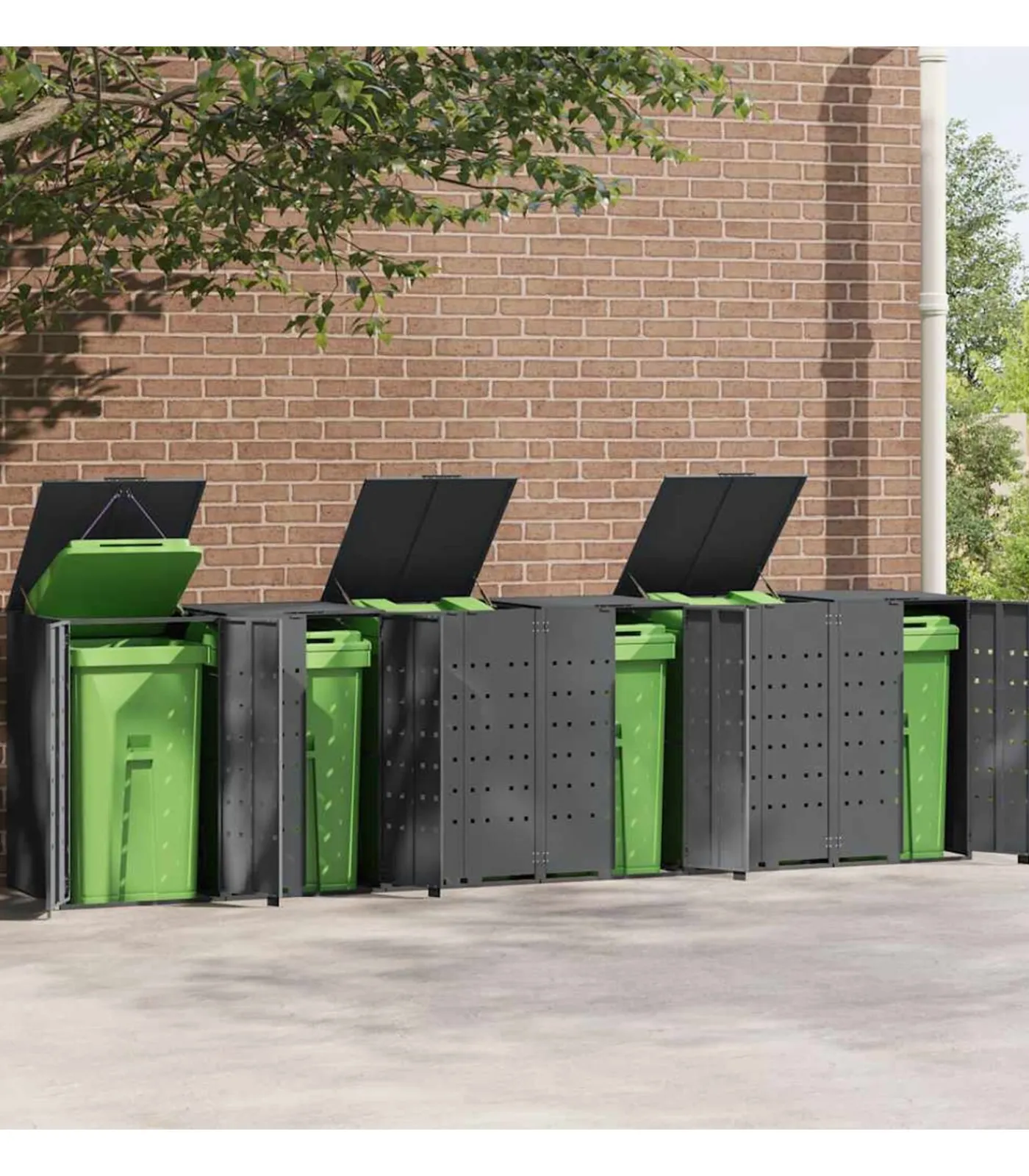 Containerberging 6 containers 414x79x117 cm staal antraciet Manden En Bakken