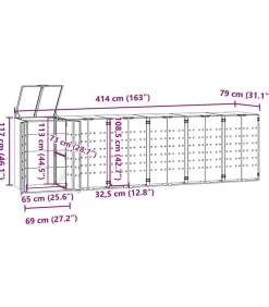 Containerberging 6 containers 414x79x117 cm staal antraciet Manden En Bakken
