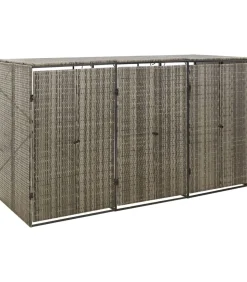 Containerberging driedubbel 207x80x117 cm poly rattan grijs Manden En Bakken