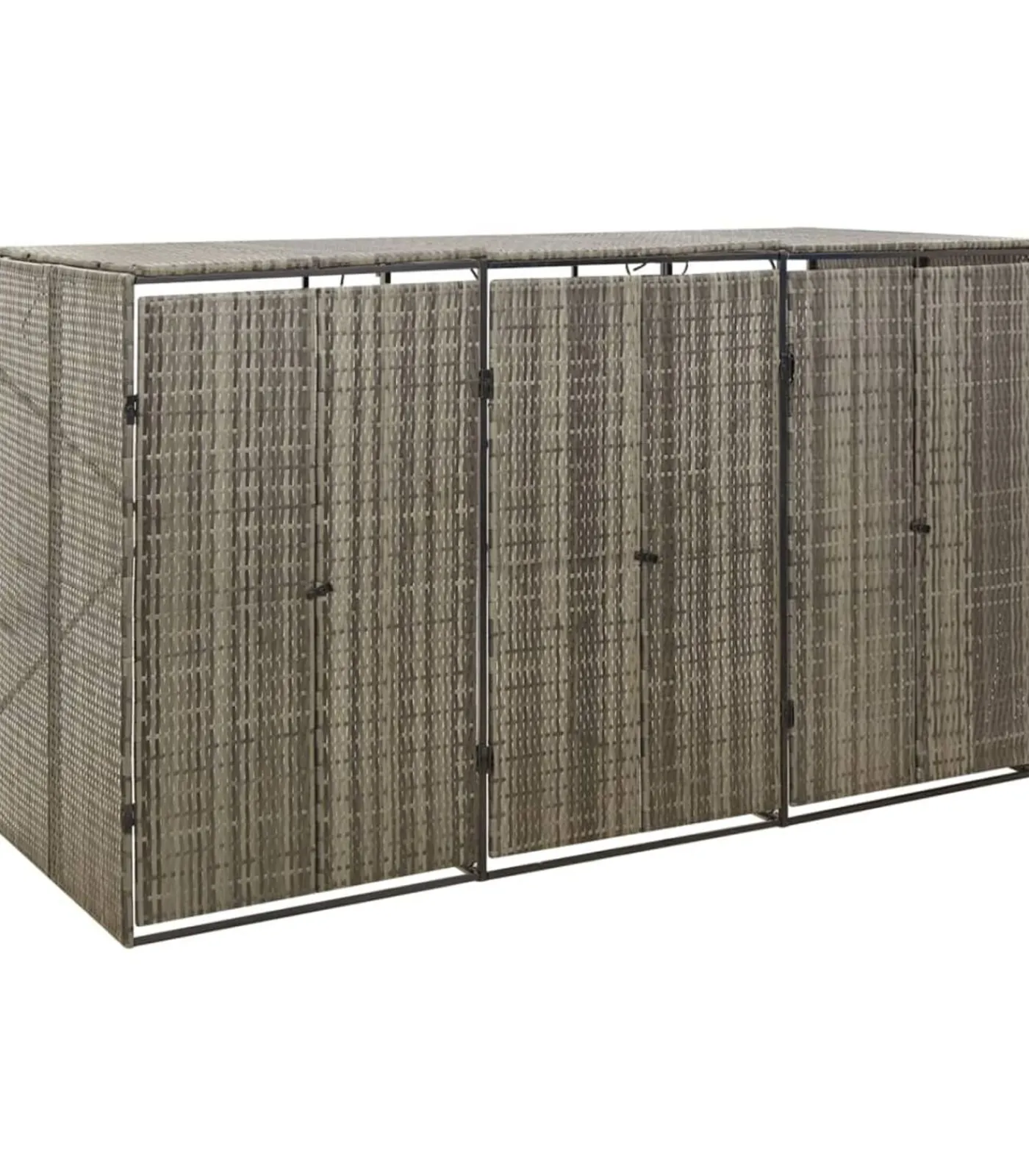 Containerberging driedubbel 207x80x117 cm poly rattan grijs Manden En Bakken