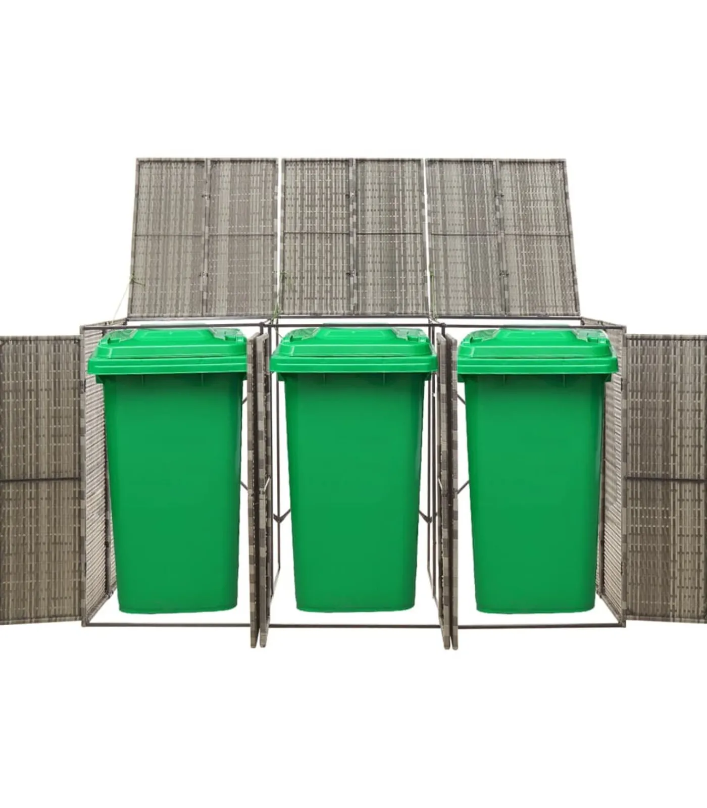 Containerberging driedubbel 207x80x117 cm poly rattan grijs Manden En Bakken