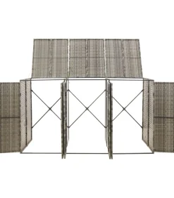 Containerberging driedubbel 207x80x117 cm poly rattan grijs Manden En Bakken