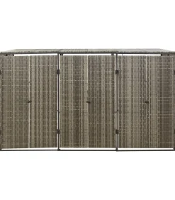 Containerberging driedubbel 207x80x117 cm poly rattan grijs Manden En Bakken