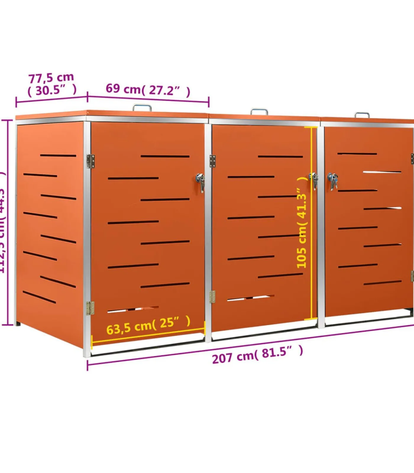 Discount Containerberging driedubbel 207x77,5x112,5 cm roestvrij staal Manden En Bakken