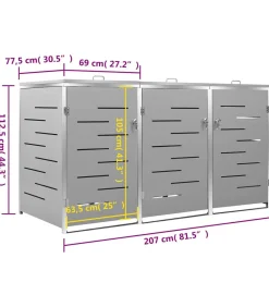 Containerberging driedubbel 207x77,5x112,5 cm roestvrij staal Manden En Bakken