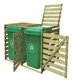 Clearance Containerberging dubbel 240 L geïmpregneerd hout Manden En Bakken