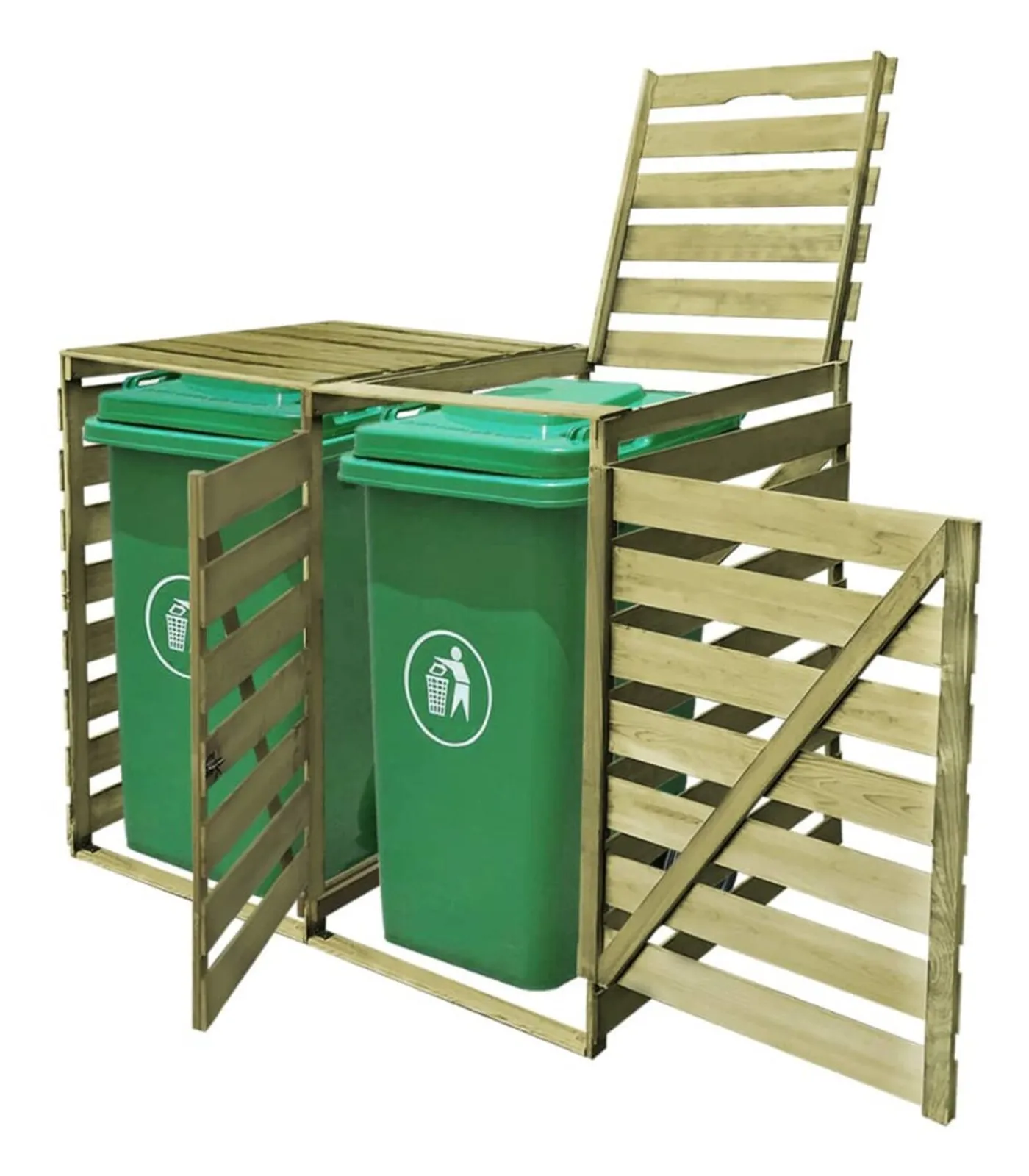 Clearance Containerberging dubbel 240 L geïmpregneerd hout Manden En Bakken