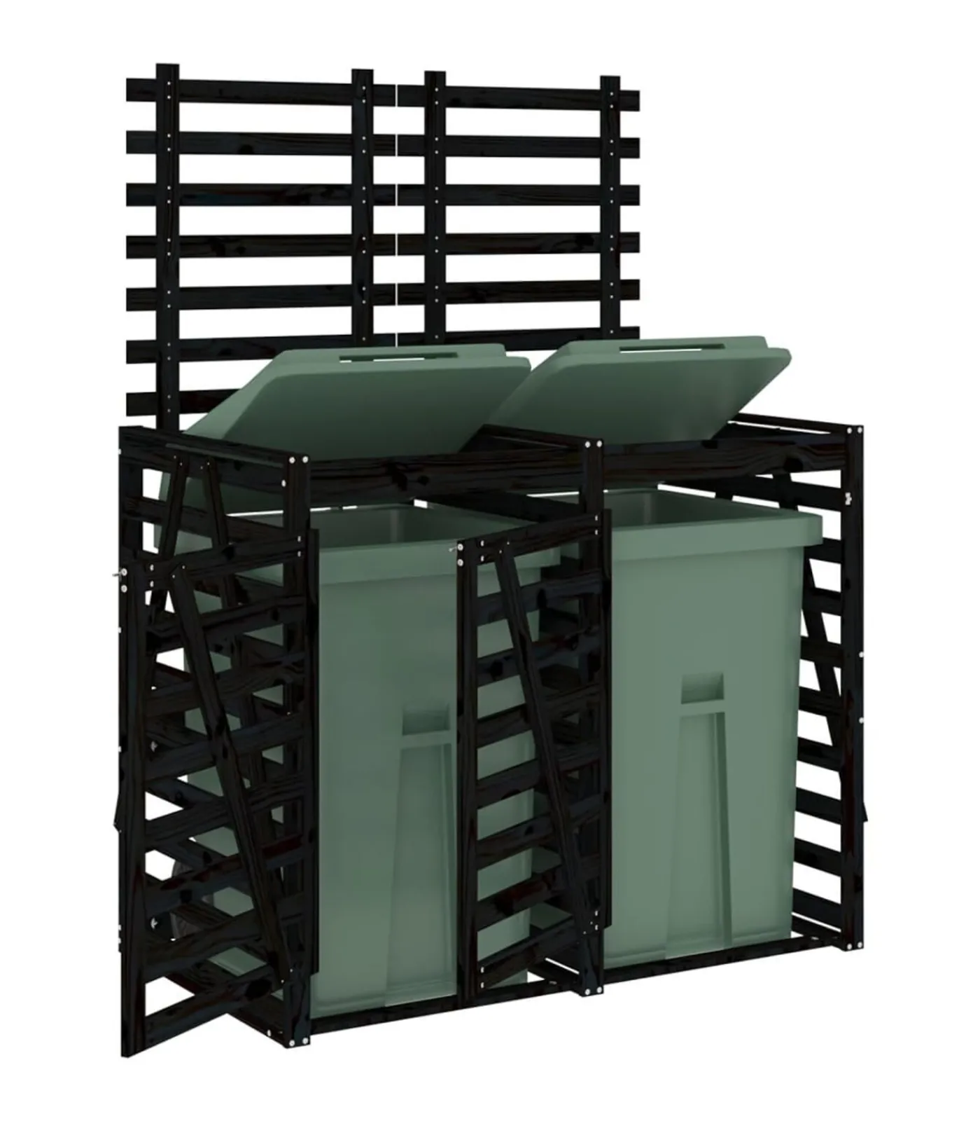 Containerberging dubbel massief grenenhout zwart Manden En Bakken