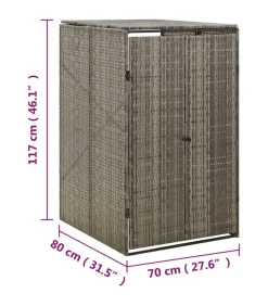 Clearance Containerberging enkel 70x80x117 cm poly rattan grijs Manden En Bakken
