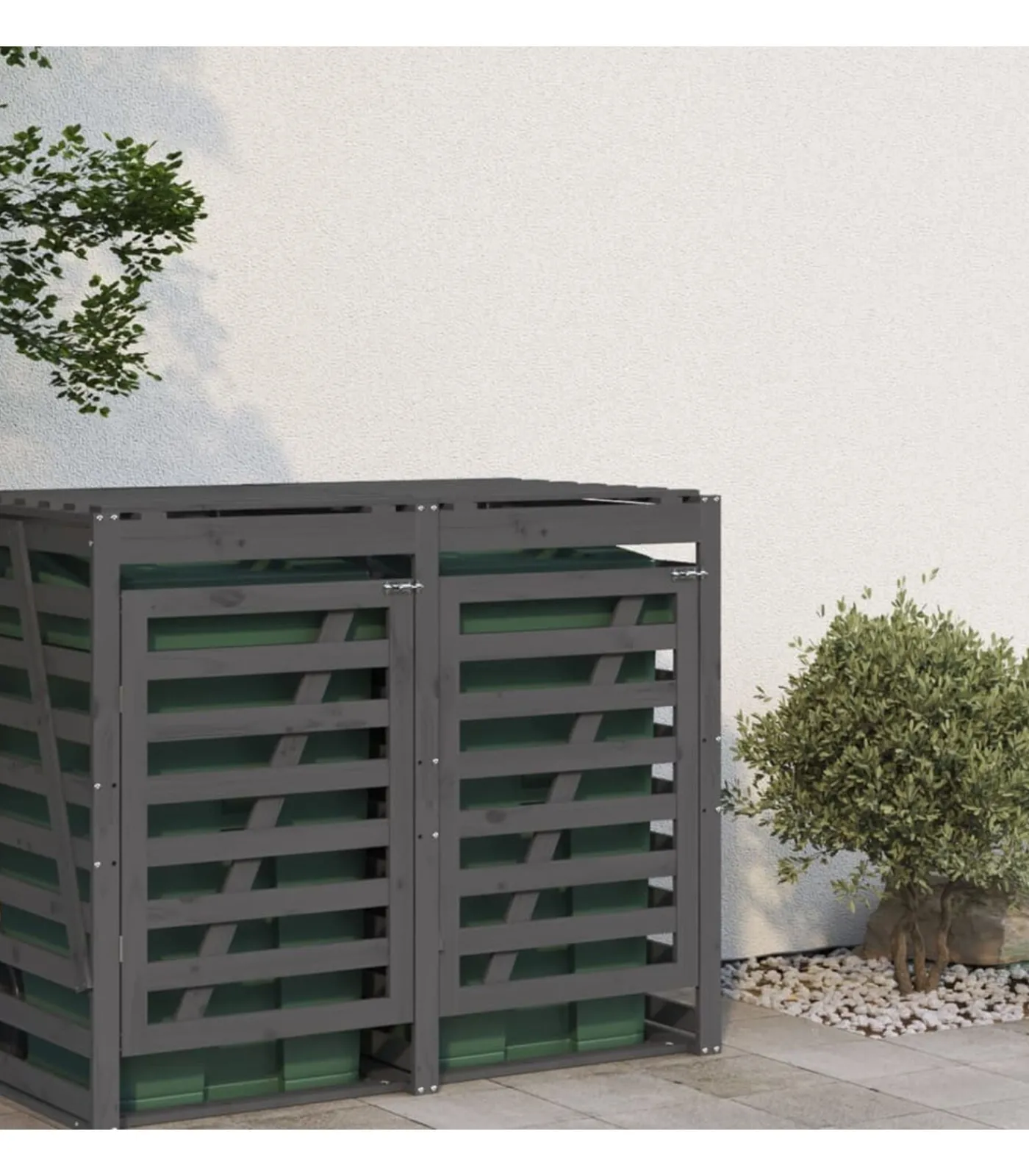 Sale Containerberging verlengstuk massief grenenhout grijs Manden En Bakken