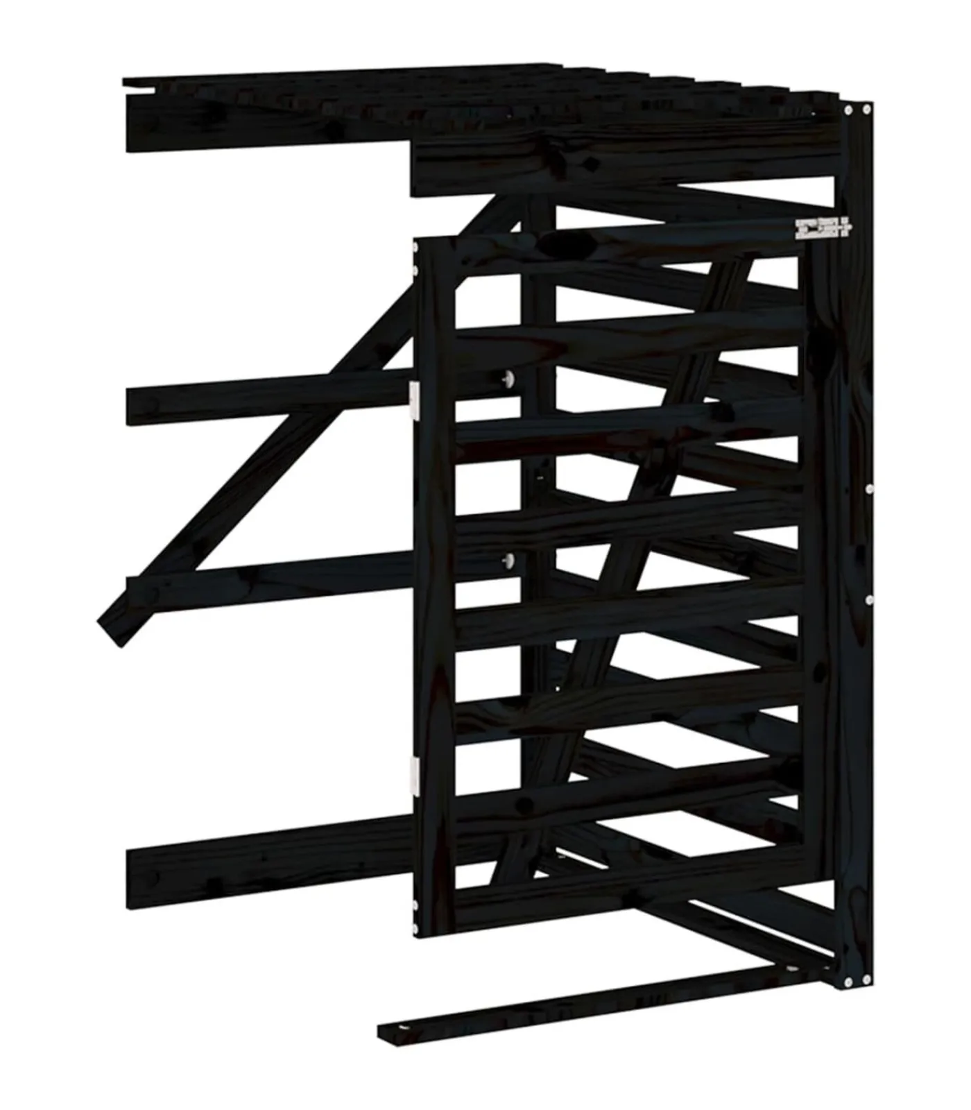 Sale Containerberging verlengstuk massief grenenhout zwart Manden En Bakken