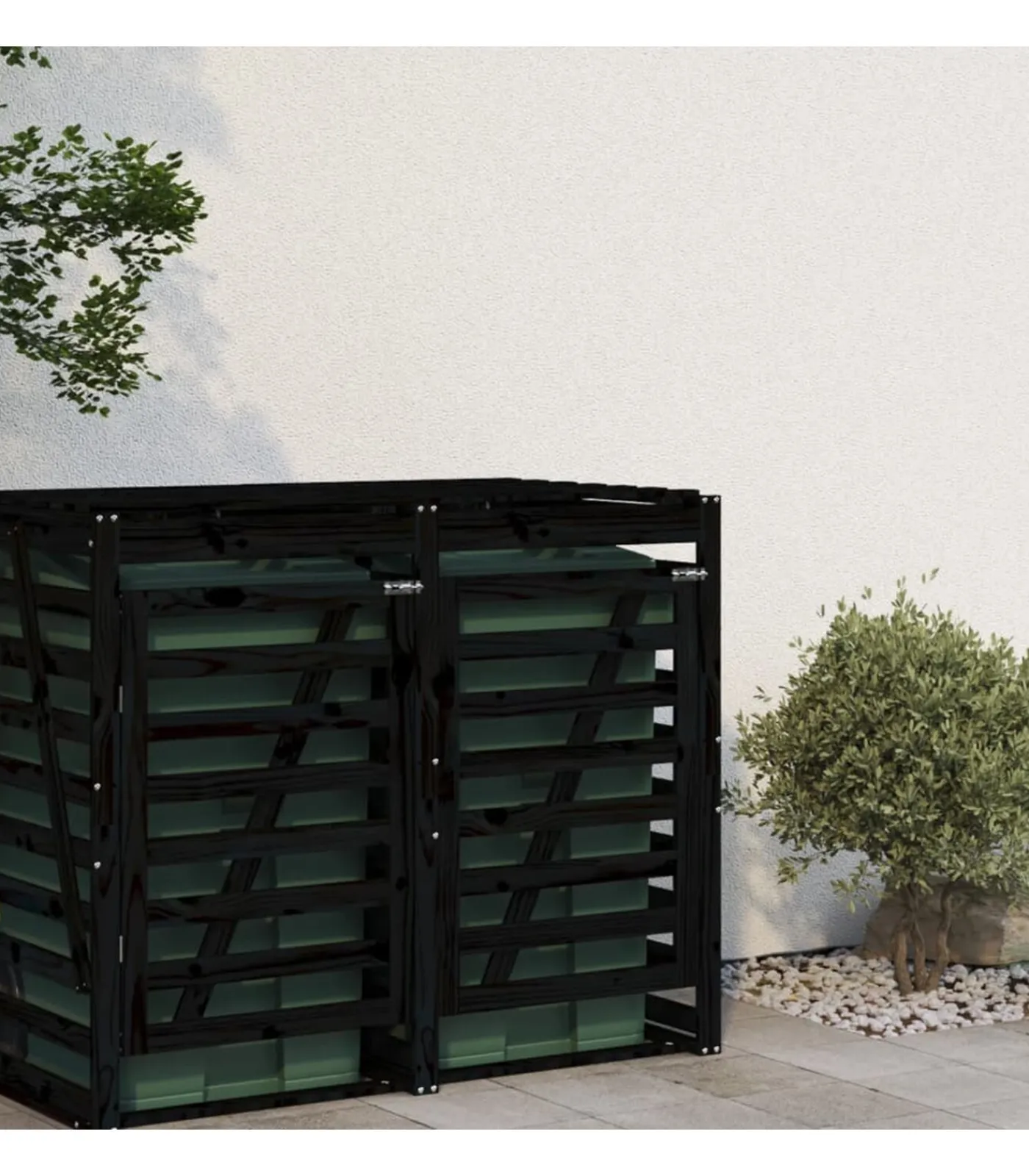 Sale Containerberging verlengstuk massief grenenhout zwart Manden En Bakken