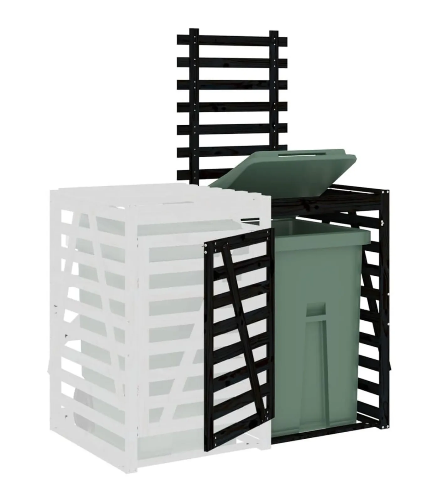 Sale Containerberging verlengstuk massief grenenhout zwart Manden En Bakken