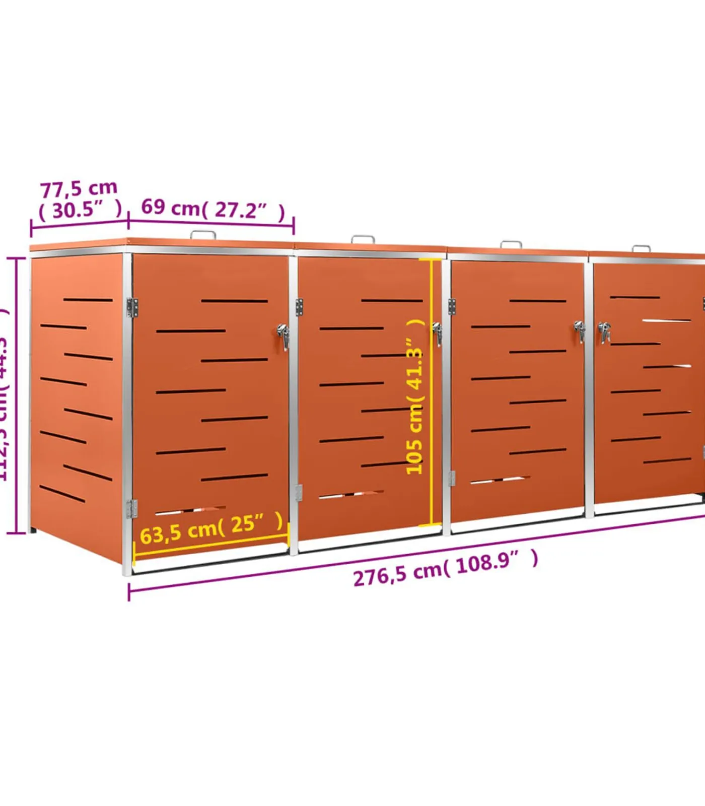 New Containerberging vierdubbel 276,5x77,5x112,5 cm roestvrij staal Manden En Bakken