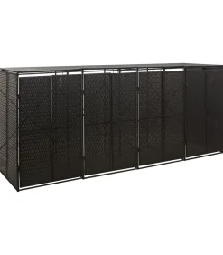 Clearance Containerberging viervoudig 274x80x117 cm poly rattan zwart Manden En Bakken
