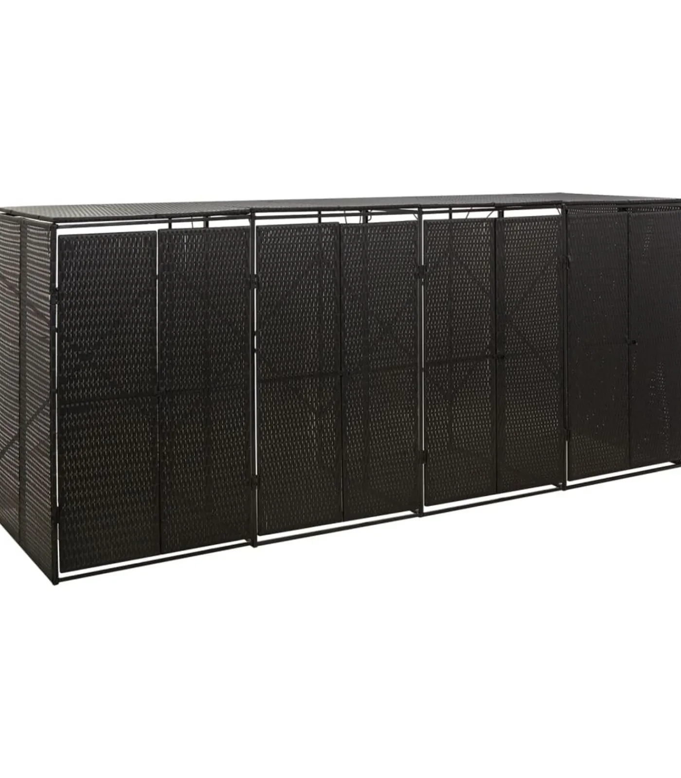 Clearance Containerberging viervoudig 274x80x117 cm poly rattan zwart Manden En Bakken