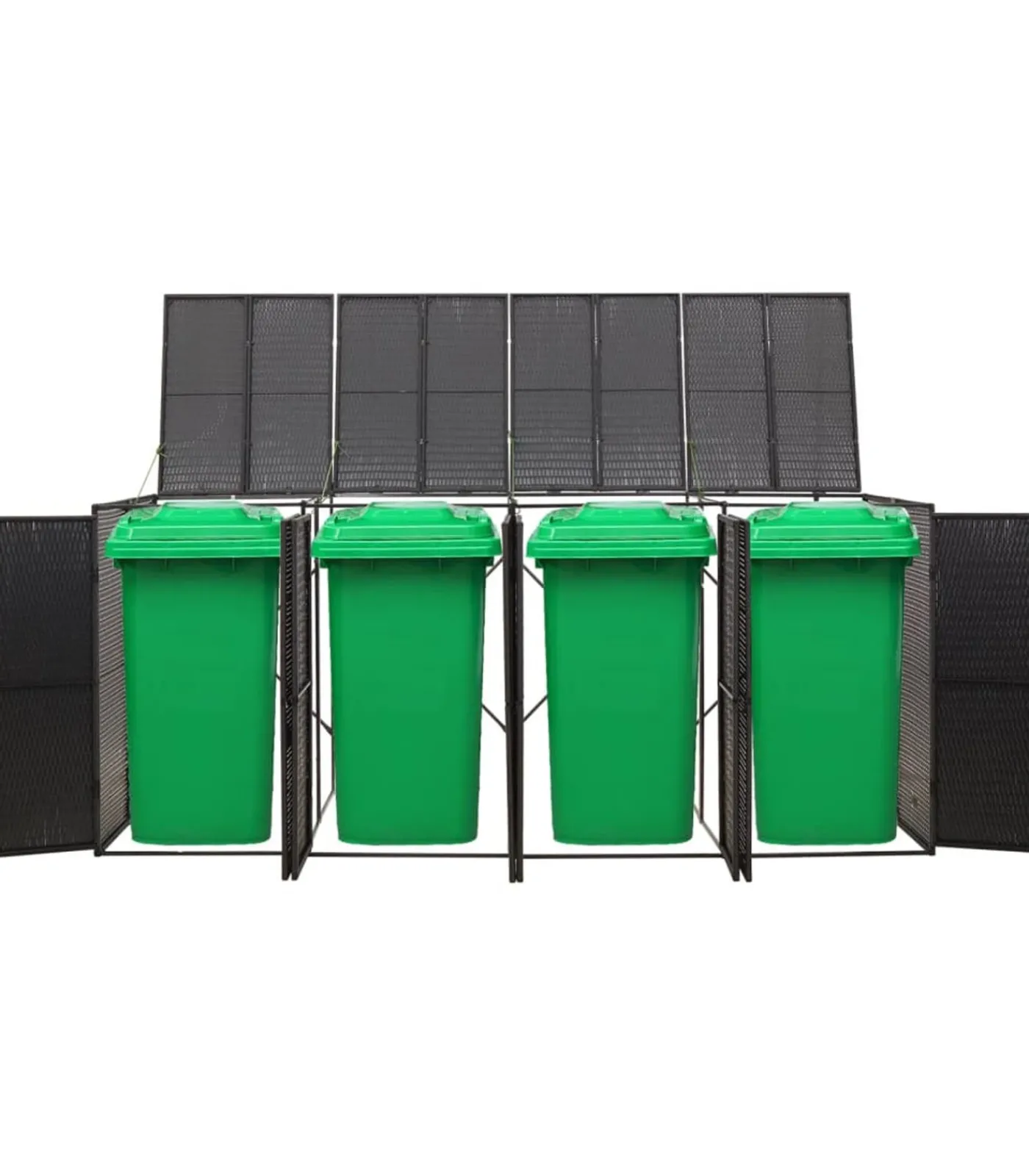 Clearance Containerberging viervoudig 274x80x117 cm poly rattan zwart Manden En Bakken