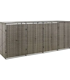 Sale Containerberging viervoudig 274x80x117 cm poly rattan grijs Manden En Bakken