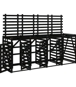 Hot Containerberging viervoudig massief grenenhout zwart Manden En Bakken