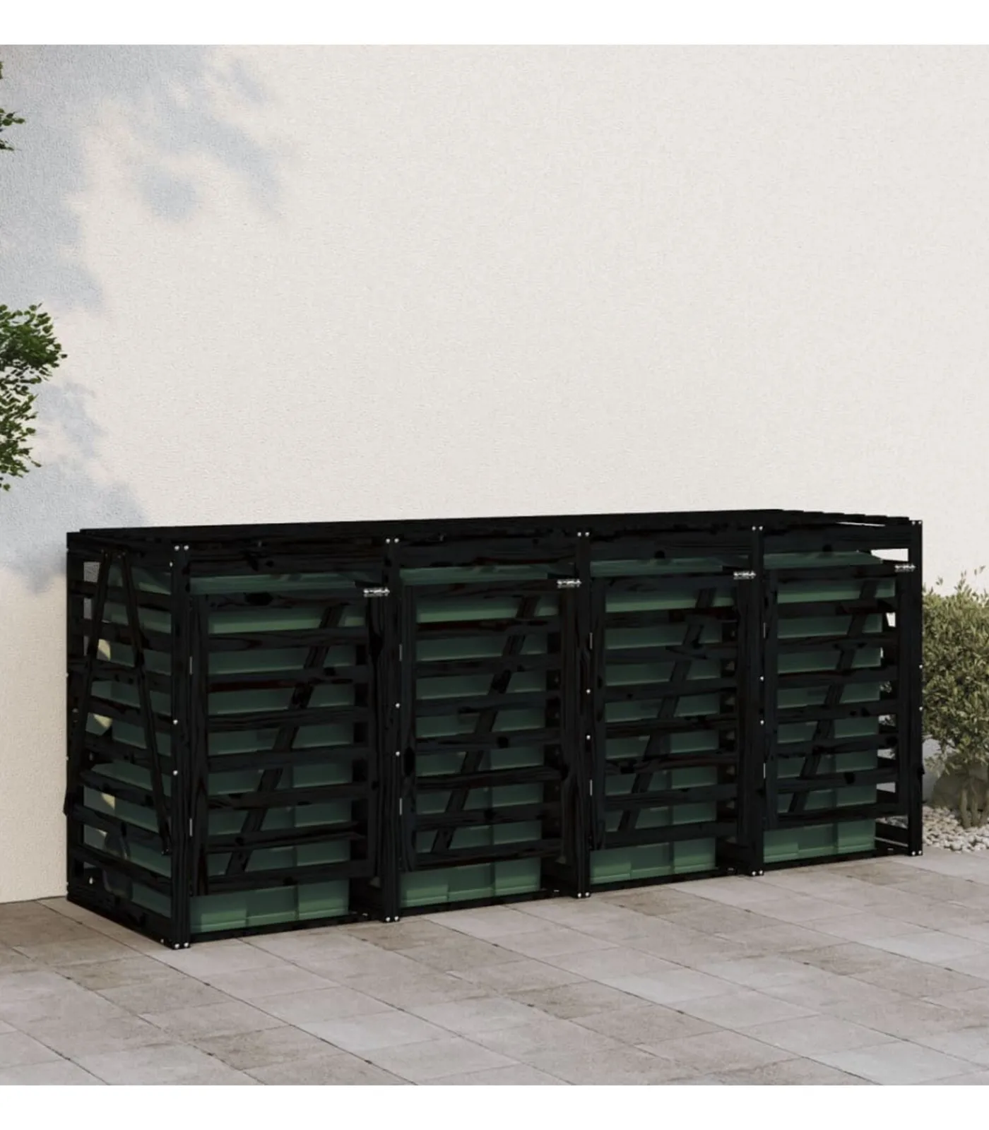 Hot Containerberging viervoudig massief grenenhout zwart Manden En Bakken