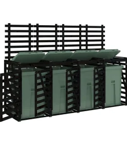 Hot Containerberging viervoudig massief grenenhout zwart Manden En Bakken