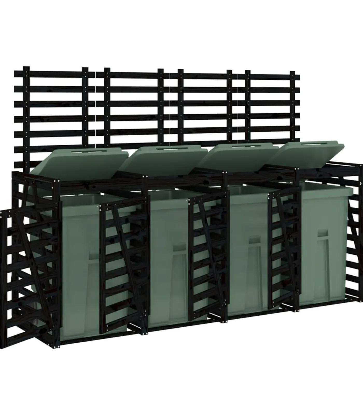 Hot Containerberging viervoudig massief grenenhout zwart Manden En Bakken