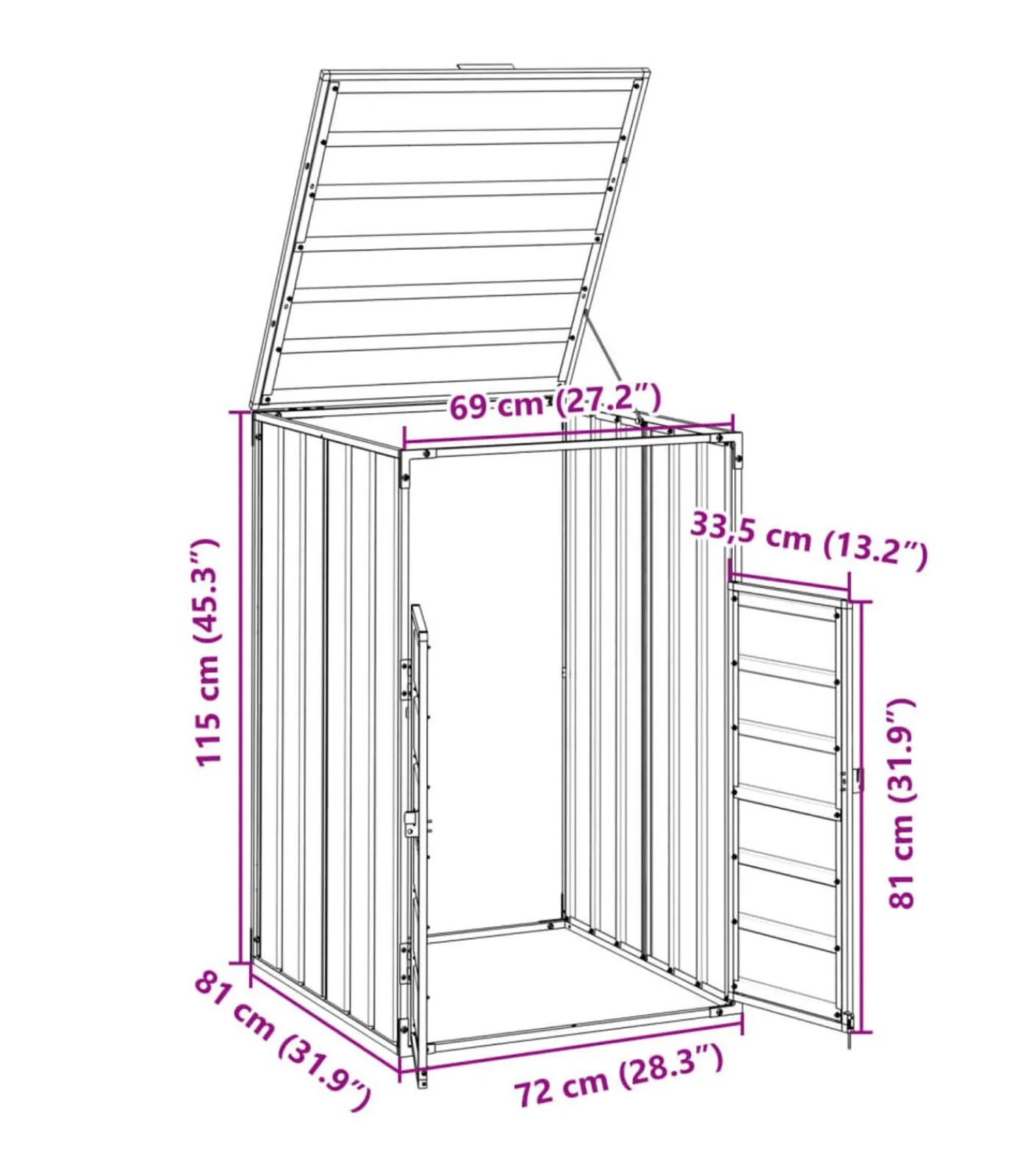New Containerberging voor 1 container 72x81x115 cm staal grijs Manden En Bakken