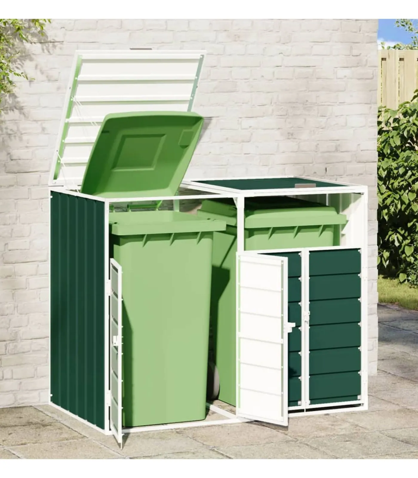 Sale Containerberging voor 2 containers 144x81x113 cm staal groen Manden En Bakken
